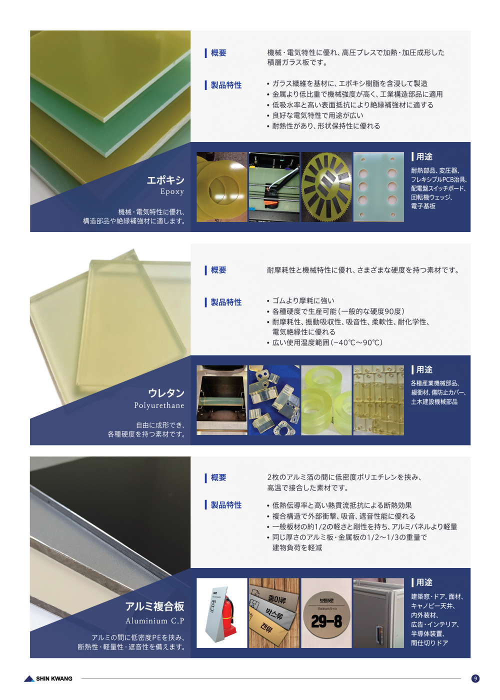 カタログ10ページ — エポキシ、ウレタン、アルミ複合板