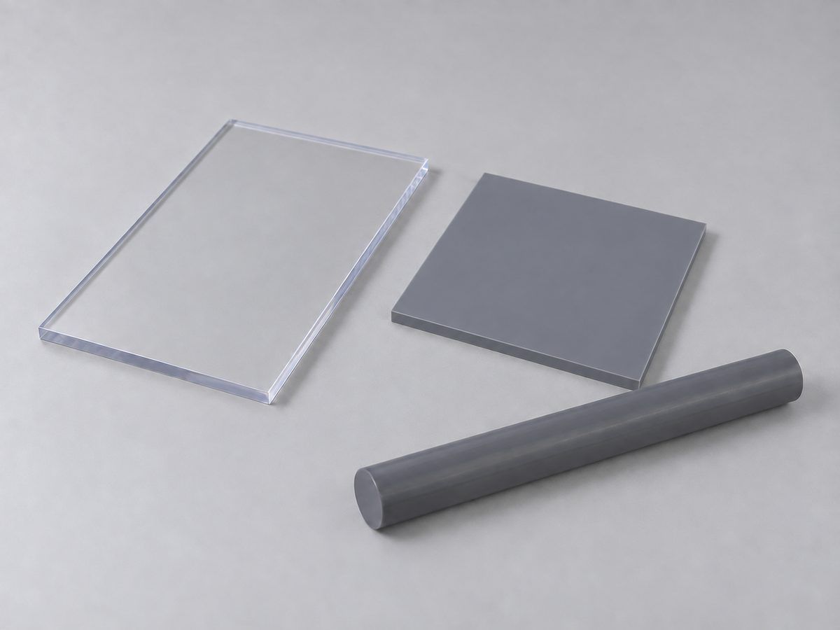 투명·회색 PVC 판재와 회색 봉재